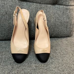 COACH “ERIKA” CAP- TOE SLINGBACKS